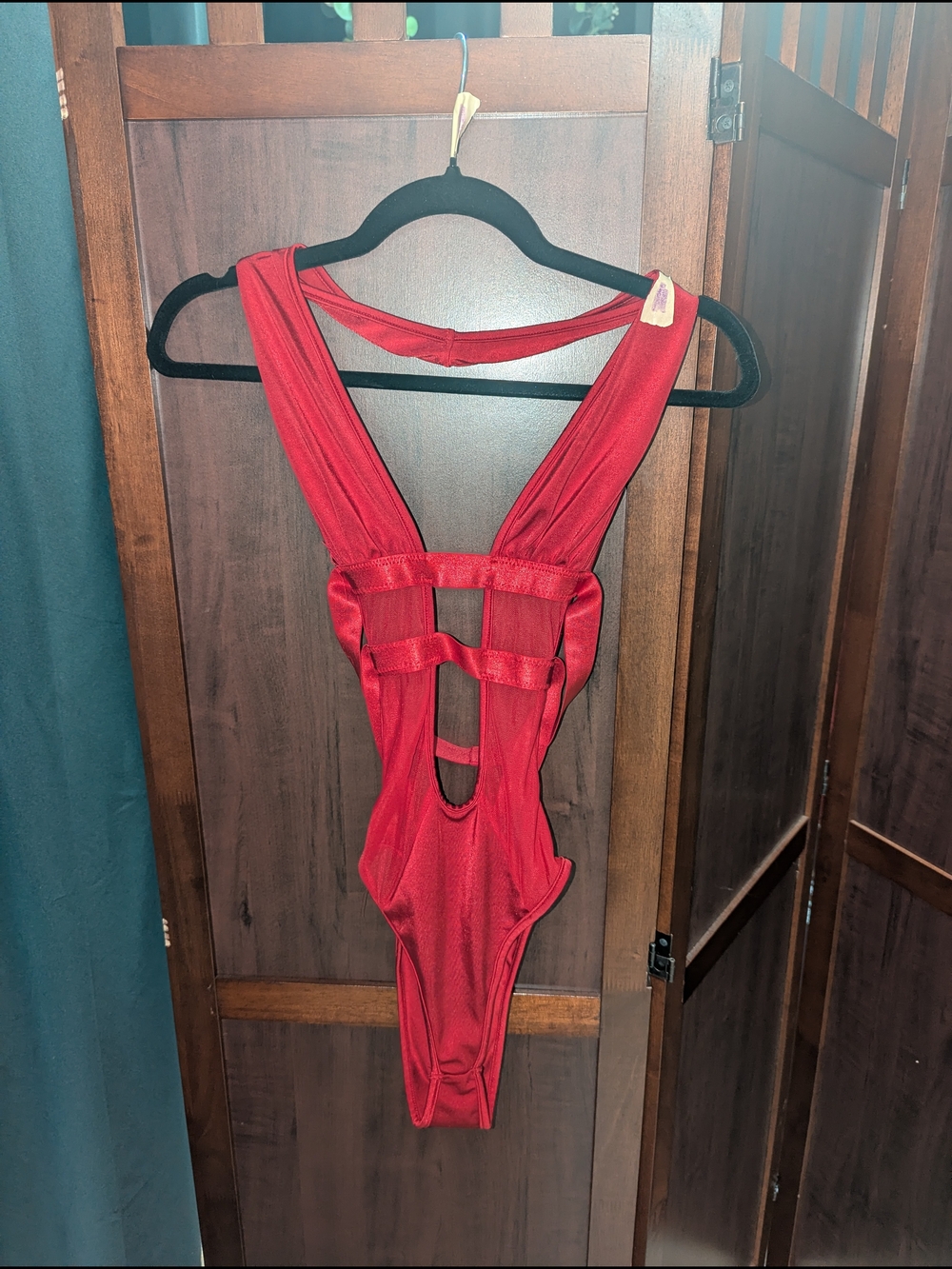 Red Cutout Bodysuit One-Piece